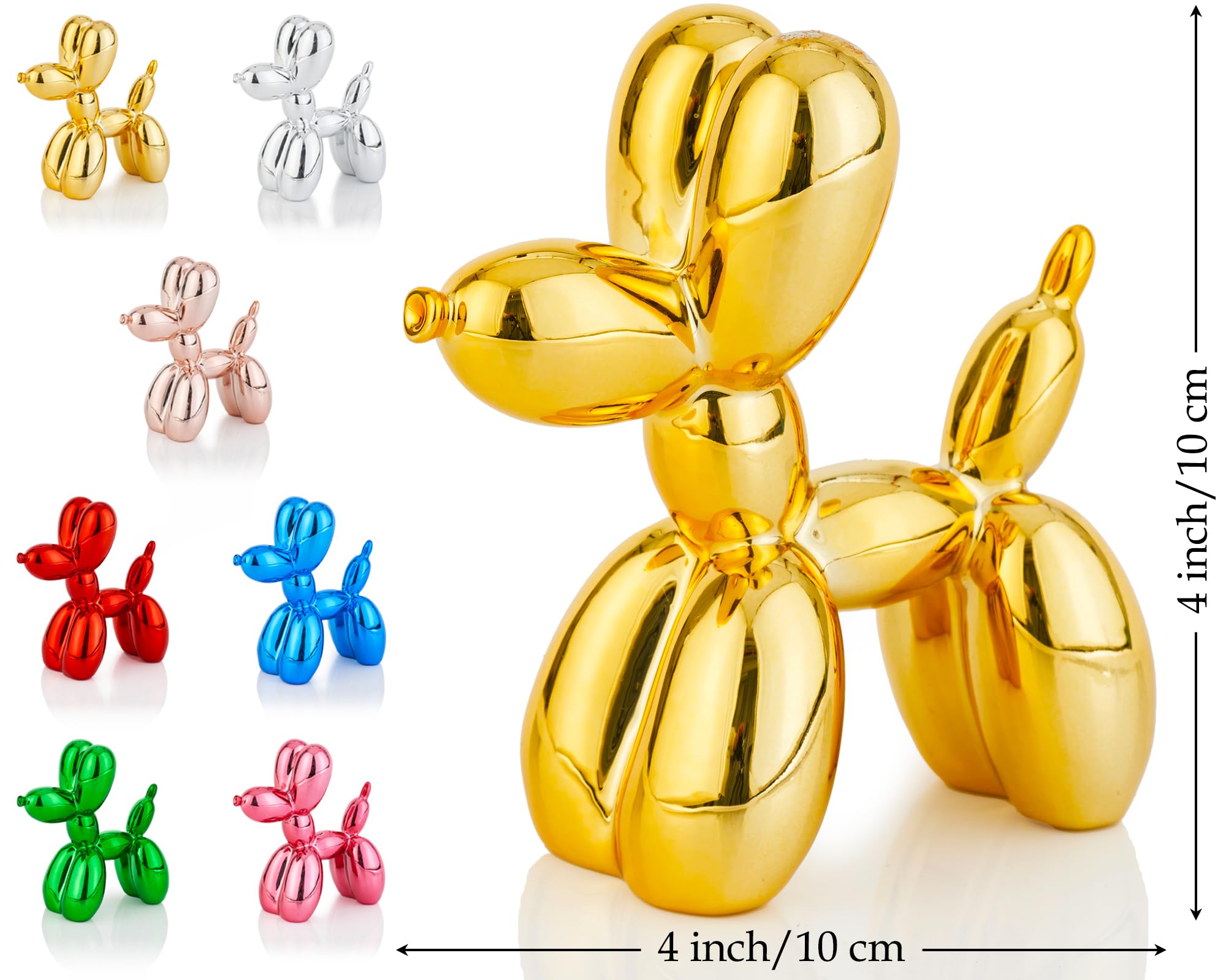 Statuette Chien En Ballon - 10,2 Cm - Décoration Brillante (Blanc, Argent, Or…) - Pour Étages, Bureau & Cadeau