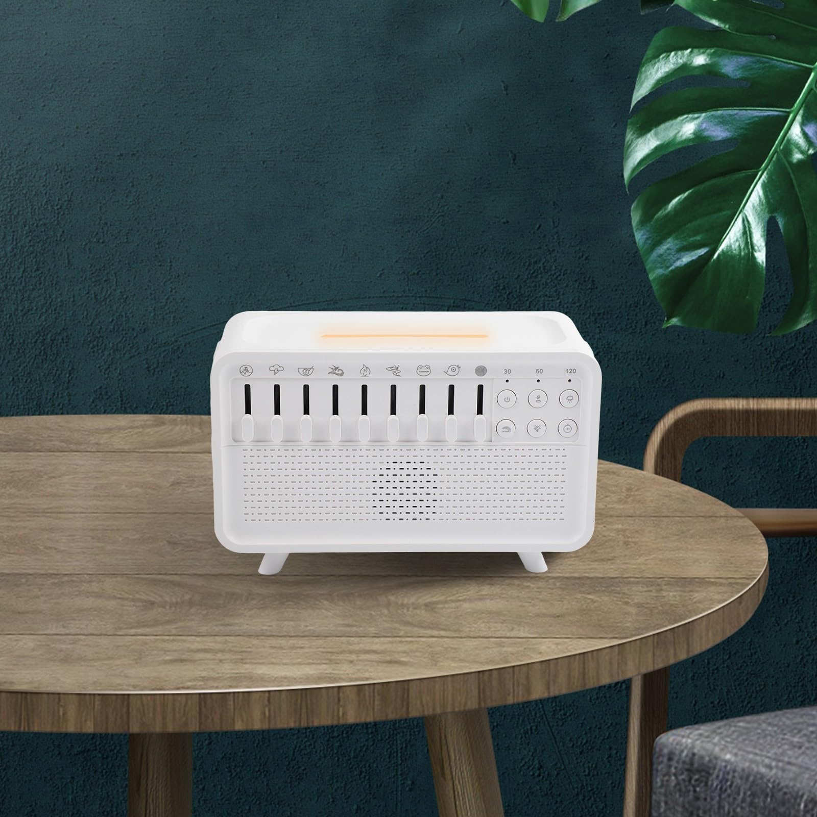 Humidificador de máquina de ruido blanco con ajustes de sonido ajustables y luz nocturna suave para relajación y sueño, funcionamiento silencioso, diseño portátil, controles fáciles de usar