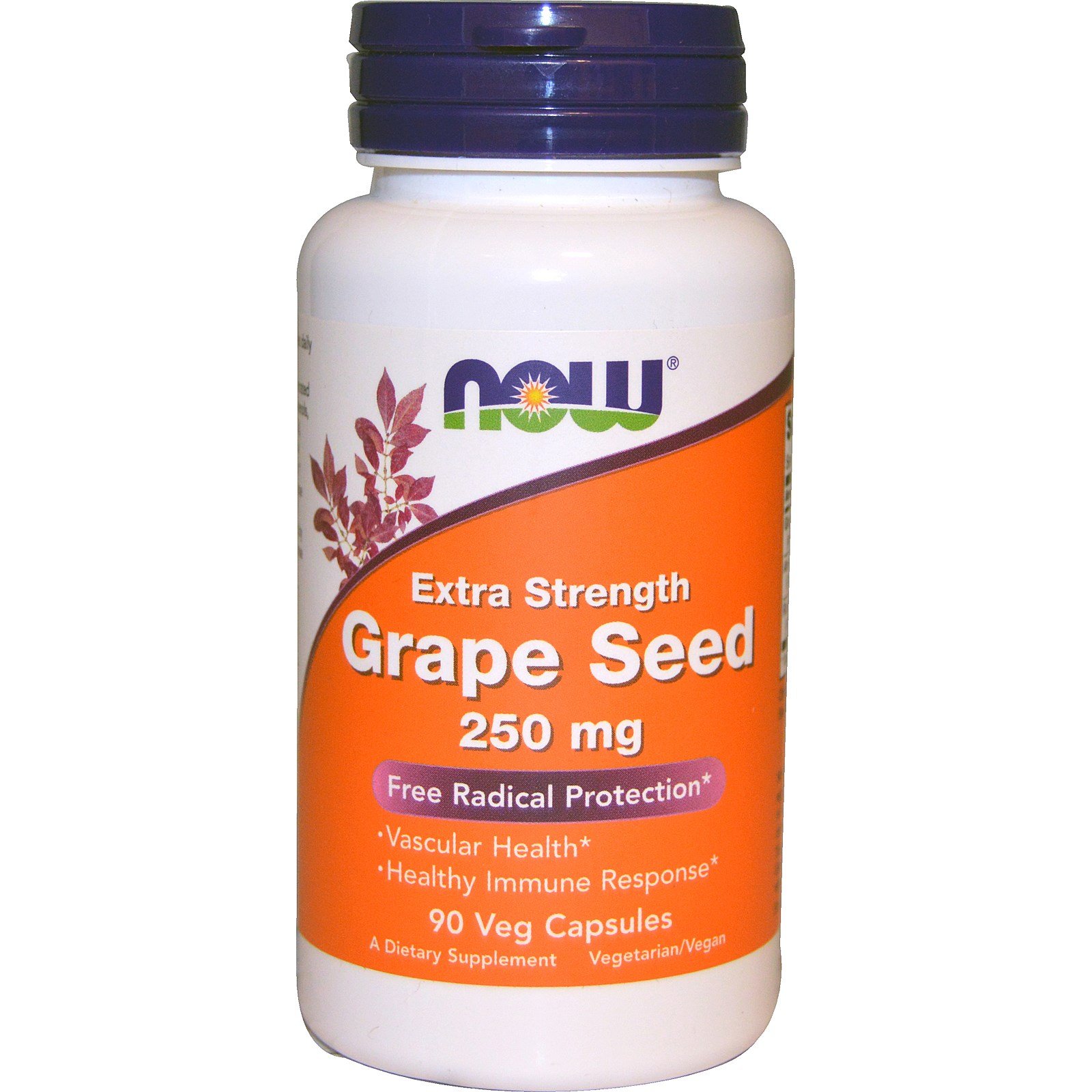 now foods, grape seed, mega potency, 250 mg, 90 vcaps