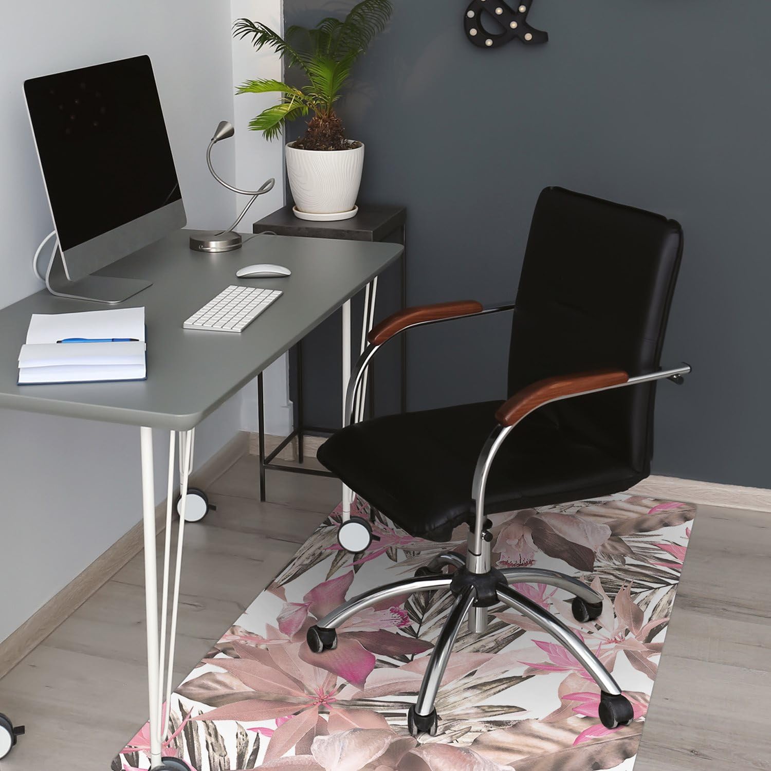 Tappeto Salvapavimento 120x90 cm Facile da Pulire per Ufficio a Casa Protezione di Pavimenti PVC Vinile Rettangolare Impermeabile Antiscivolo Resistente ai Danni - foglie di banano