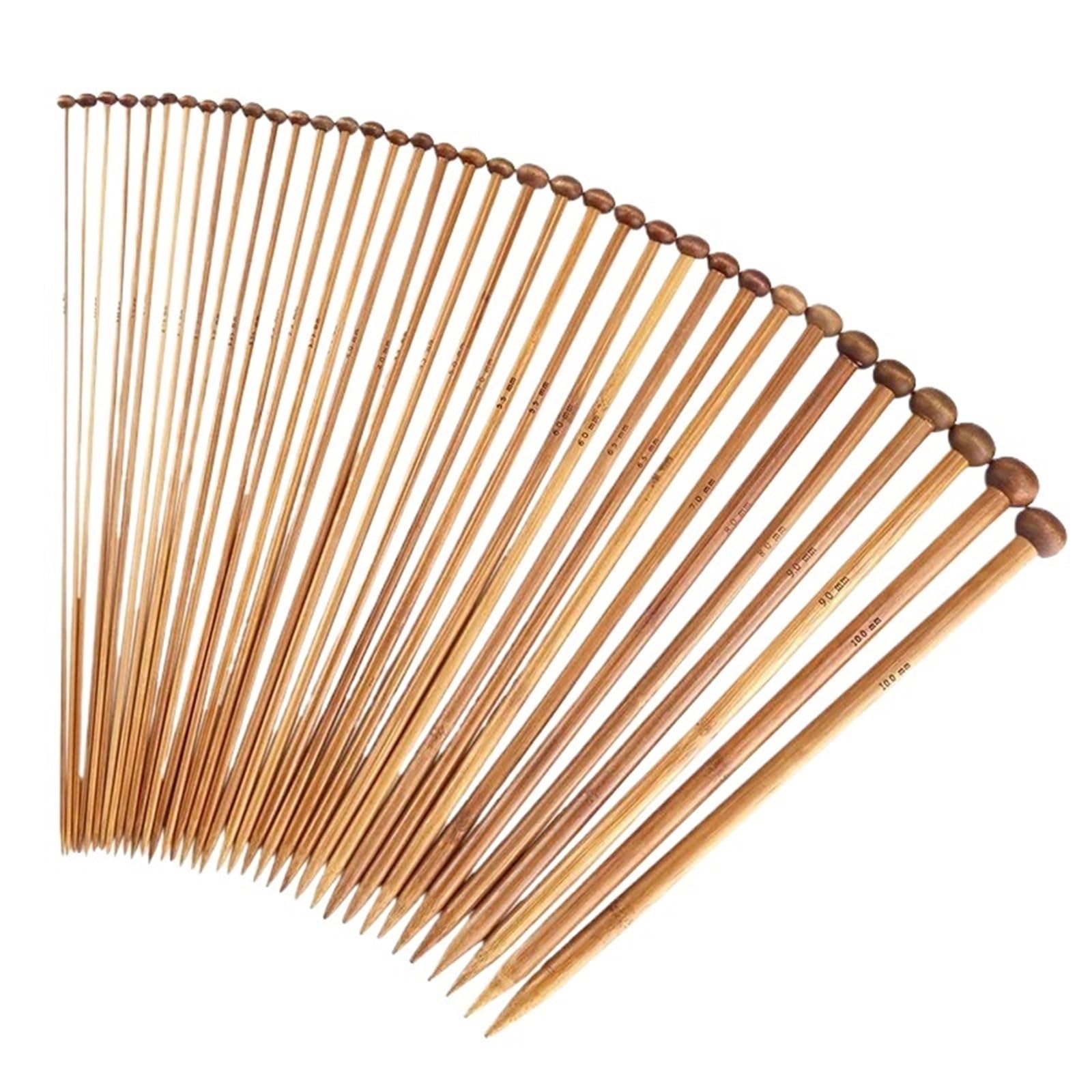 Knitting Needles 36PCS Sweater Needle Single Pointed Bamboo Knitting Needles(Knitting Needles-A)