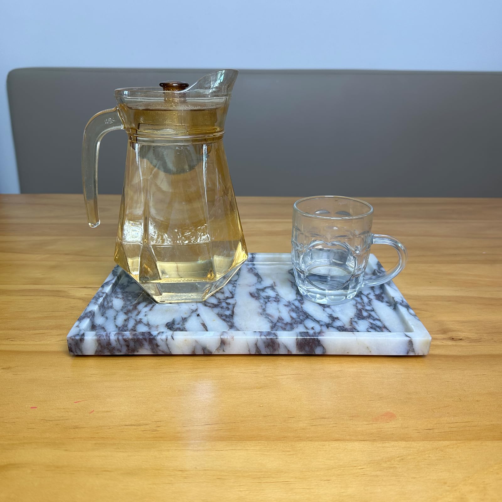 Bandeja de mármol Natural Real para Viola de Calcuta, Bandeja de Piedra de mármol para baño/Cocina (Calacatta Viola, 12 x 8 Pulgadas) | Mármol de viola de Calcuta