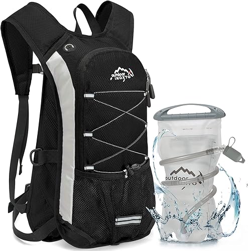 IX INOXTO Mochila de hidratación, mochila de agua ligera con bolsa de hidratación a prueba de fugas de 2 litros para hombres y mujeres, chaleco de