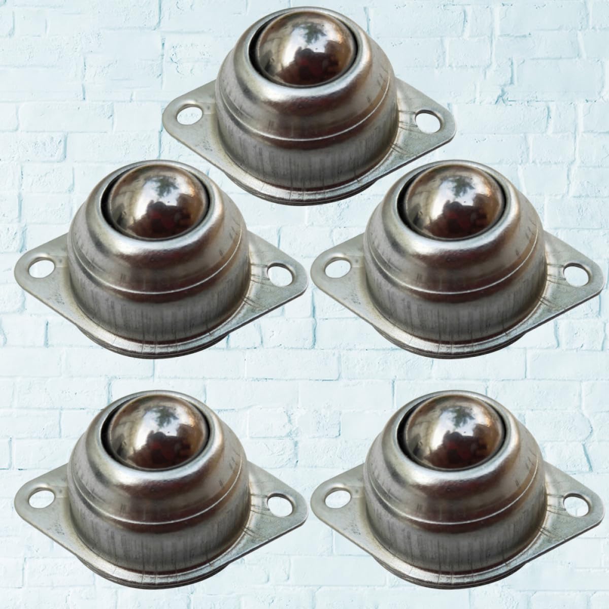 Lot de 5 Roulettes Universelles à Billes en Acier Pivotantes 360° pour Robot et Modélisme Roues Rondes Argentées Montage Facile à Deux Trous Usage Industriel et Manutention
