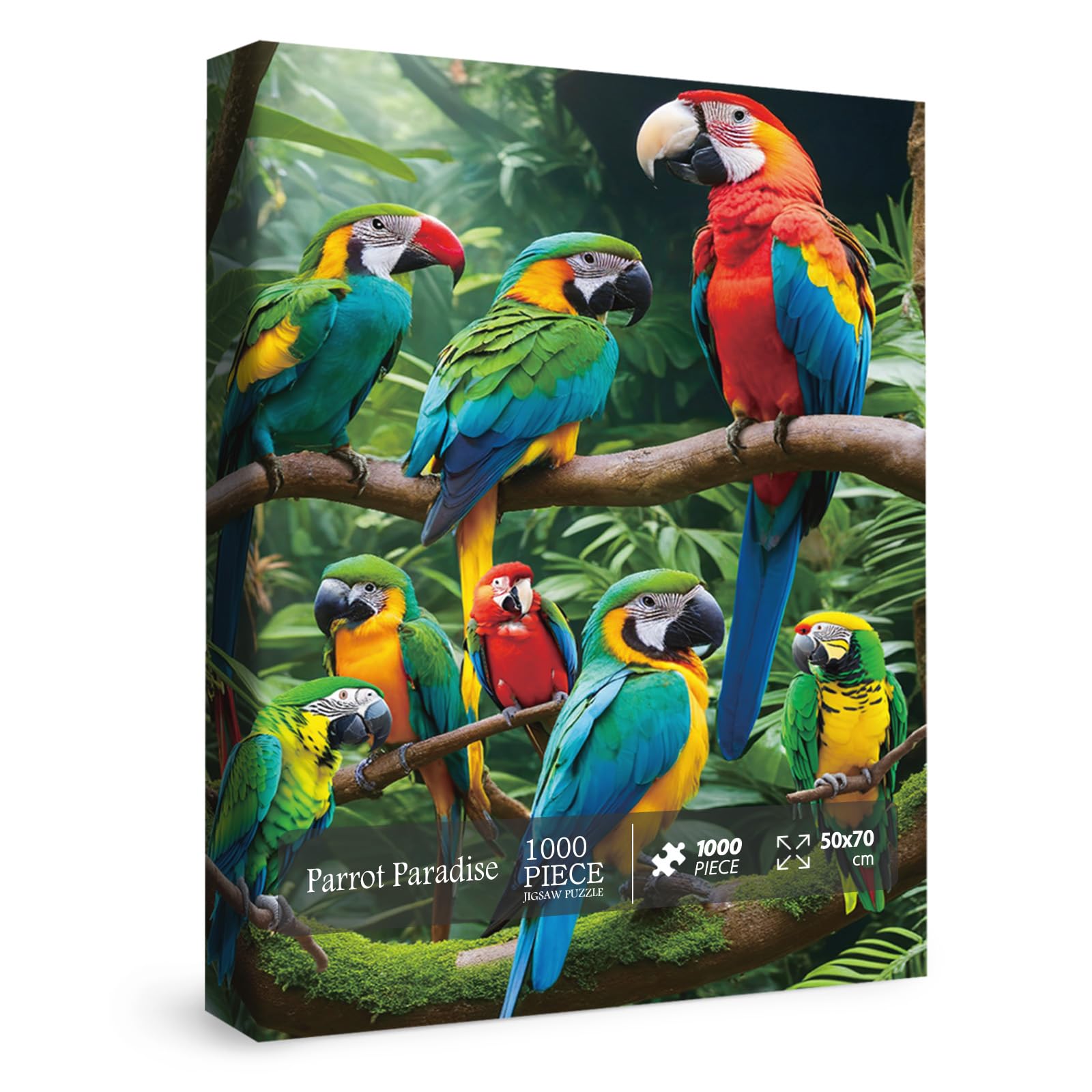 Parrot Puzzles for Adults 1000 Pieces, Tropical Bird Jigsaw Puzzles, Forest Landscape Puzzles for Wall Art