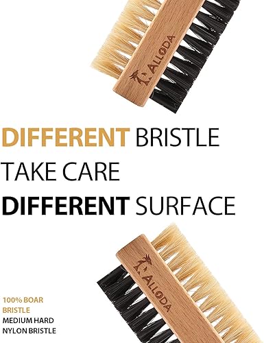 Miniatura 2 de Cepillo de limpieza de zapatos - Actualización Protege el cepillo limpiador de zapatillas suaves y duras de doble cara por 100% jabalí y cerdas de