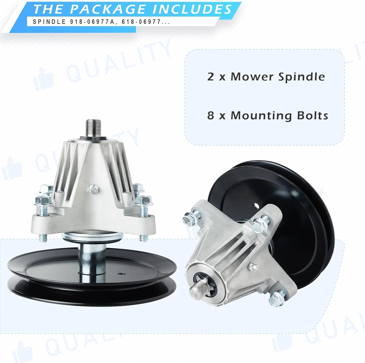618-06977 918-06977A Spindle Fit for 46 inch Deck Lawn Mower Compatible with M TD Cub Ca det XT1-LT46 XT2-LX46 Riding Mower Troy B ilt Crafts man T2800 T225 T240, 2 Pack