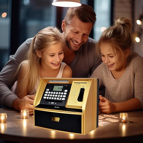 Miniatura 4 de Alcancía de cajero automático para niños, banco de dinero electrónico con contador de monedas, tarjeta y contraseña, mini cajero automático regalo