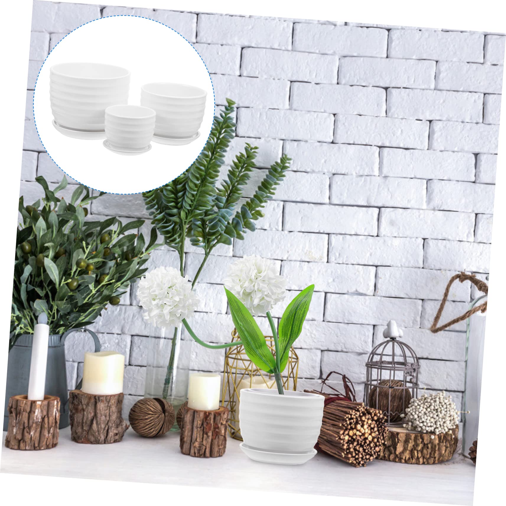 POPETPOP Doniczki Do Kwiatów Do Wewnątrz/na Zewnątrz 1 Zestaw 3 Ceramicznych Tacek Kreatywny Pojemnik Do Sadzenia W Domu