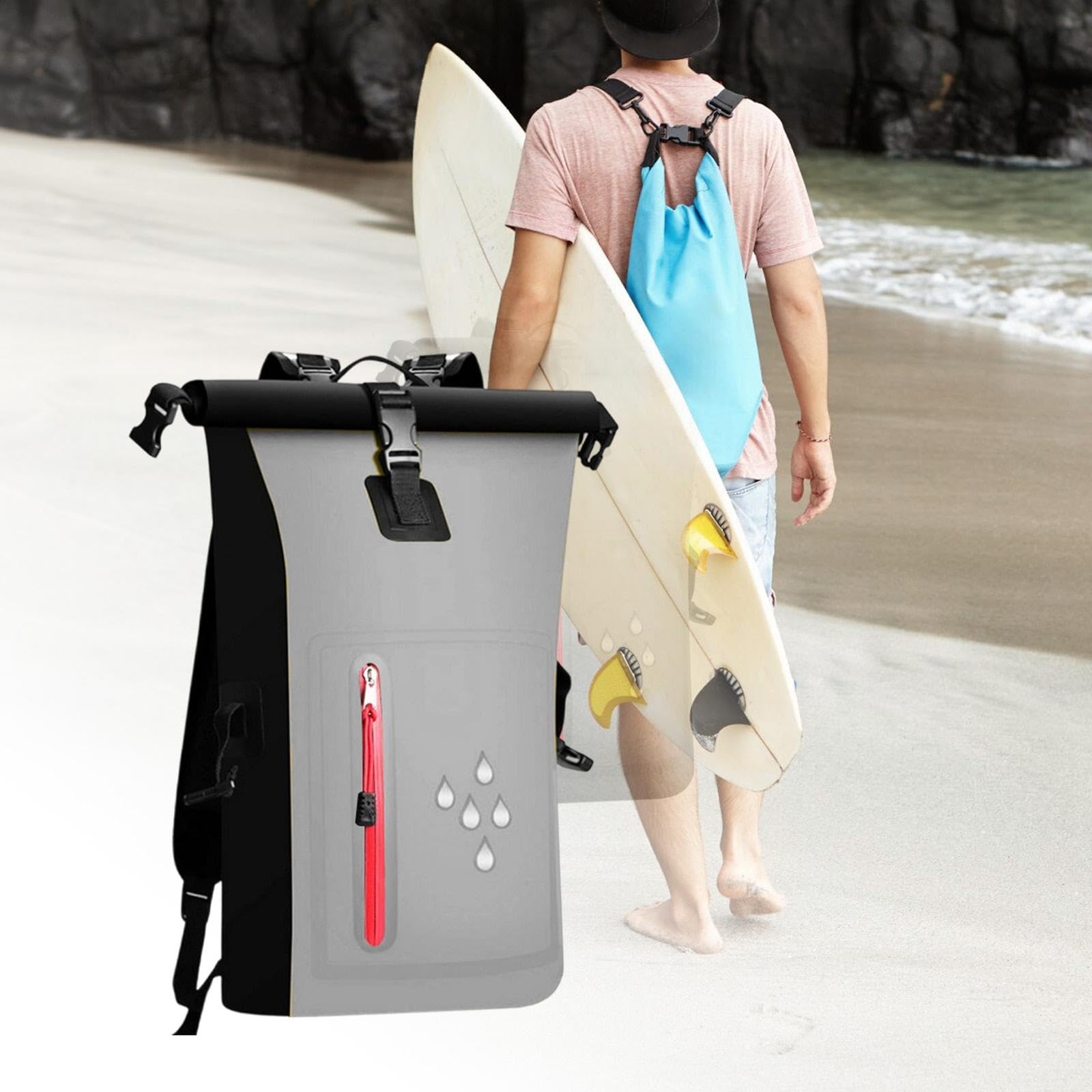 Wasserdichter Packsack, 25 Liter, reißfest, schwimmfähig, wasserdichter Rucksack für Kajak, Boot, Outdoor-Camping