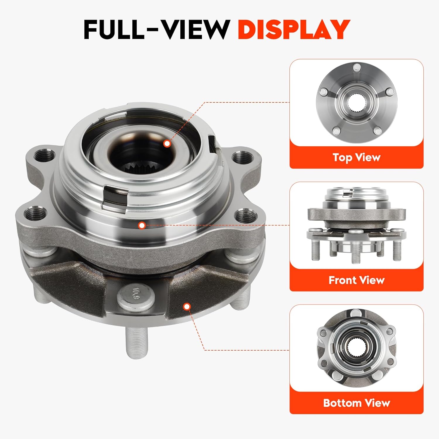 Front Wheel Bearing and Hub Assembly Compatible with Nissan Altima 2007-2012 2.5L 5Lugs 4-Wheel ABS Rplacement 513294 2pcs