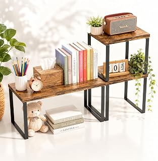 3‑Piece Desk Shelf for Top of Desk, Stackable Desk Shelf Organizer | Various Combos for Flexible Layout | Sturdy & Load-Bearing | Adjustable Bookshelf Organizer for Office, Kitchen Counter