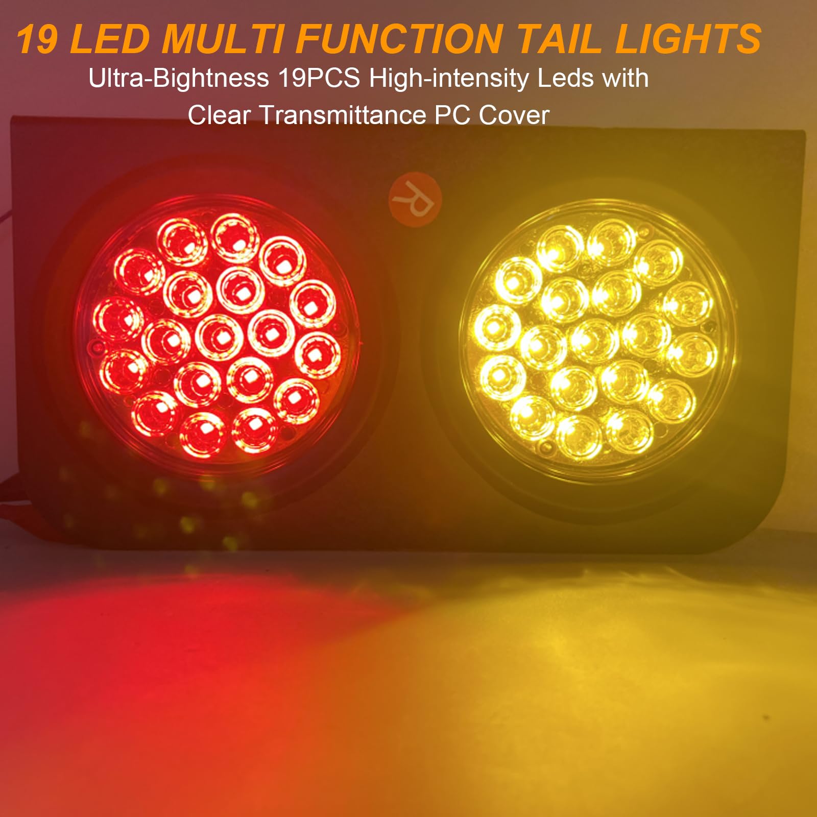 Biqing 2pcs 4 Feux Remorque LED Rond,12V 24V Led Feux Arrière de Remorque Rouge Feux Stop Ambre Indicateur Lamp Avec Lunette Chromée Eclairage pour Remorque Camion Van Remorque RV