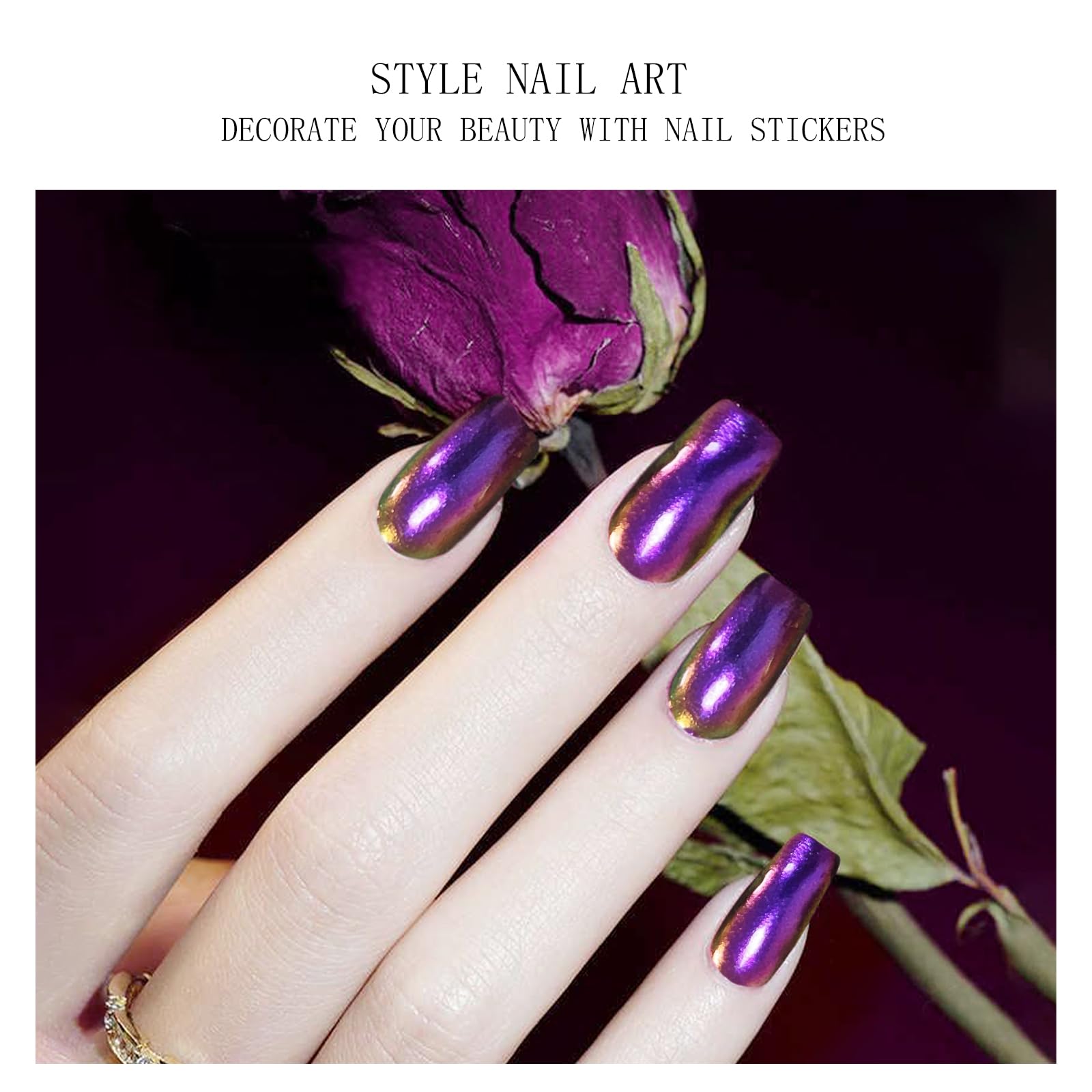 JMEOWIO Gel Nail Stickers Purple Laser Semi Cured Gel Nail Strips Wraps UV/LED Nails Art Design Decoration Accessories - Image 2