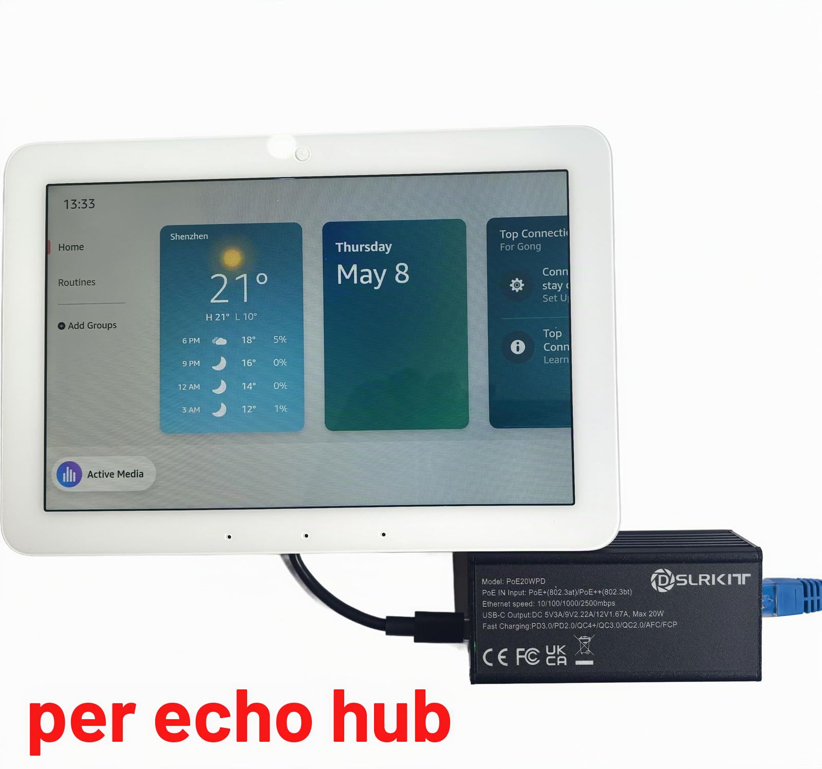 Splitter PoE da 2,5 Gbps e adattatore passthrough a USB Type-c 20W PD3.0 PPS QC 4+/3.0 802.3at