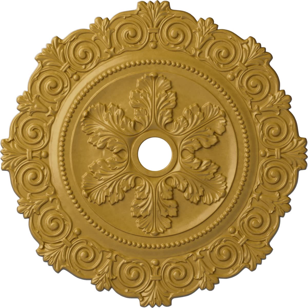 Rosace de plafond or et cuivre style haussmannien pour décoration salon chaleureux