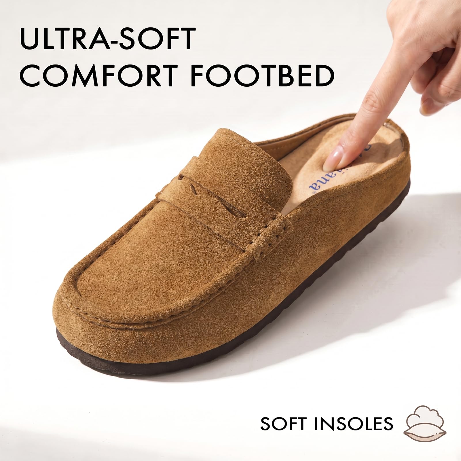 MEIJIANA Zoccoli e Sabot Donna Pantofole con Solette in Sughero Pantofole in Pelle Antiscivolo con Supporto dell'Arco Plantare Scarpe da Giardino 37-41 EU