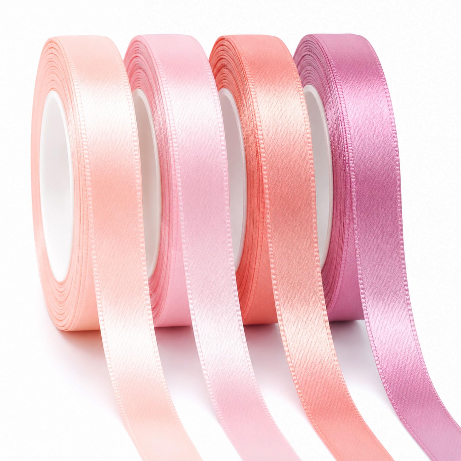 Thfaeyta 4 Rolls Satin Ribbon Gift Wrapping Ribbon (Pink)