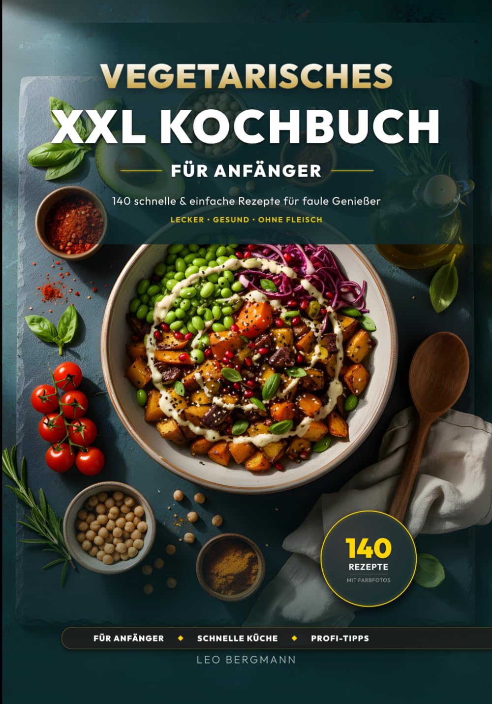 Vegetarisches XXL Kochbuch: 140 schnelle Rezepte: Lecker, gesund und ohne Fleisch - Das große Rezeptbuch mit Nährwertangaben und Farbfotos für Anfänger und Fortgeschrittene (XXL Kochbuch-Reihe)
