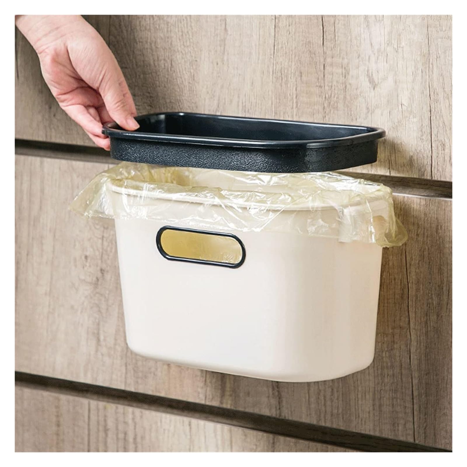 Botes de Basura Cubo Basura Colgante for Puerta de Armario de Cocina, Cubo de Basura for Puerta de Armario, Cubo de Basura for Debajo de la Puerta del Fregadero Aire Libre y hogar(Creamy-White)