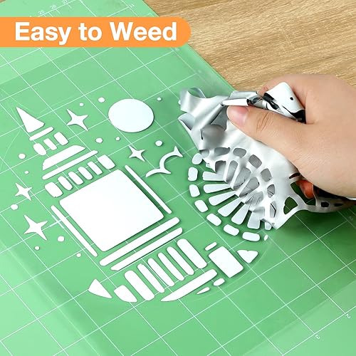 Miniatura 9 de Vinilo de transferencia de calor de 12 pulgadas x 10 pies, rollos de vinilo dorado Sooez HTV para camisetas, vinilo para planchar, fácil de cortar y