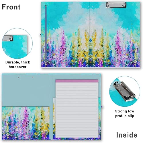 Miniatura 2 de Bonito portapapeles con bloc de notas forrado recargable y bolsillo de almacenamiento interior para oficina, elegante portapapeles plegable A4,