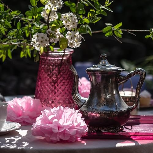 Miniatura 7 de Avoseta Pompones de papel de seda, juego de 16 piezas, varios tamaños, decoraciones de fiesta rosas para cumpleaños, bodas y ocasiones especiales