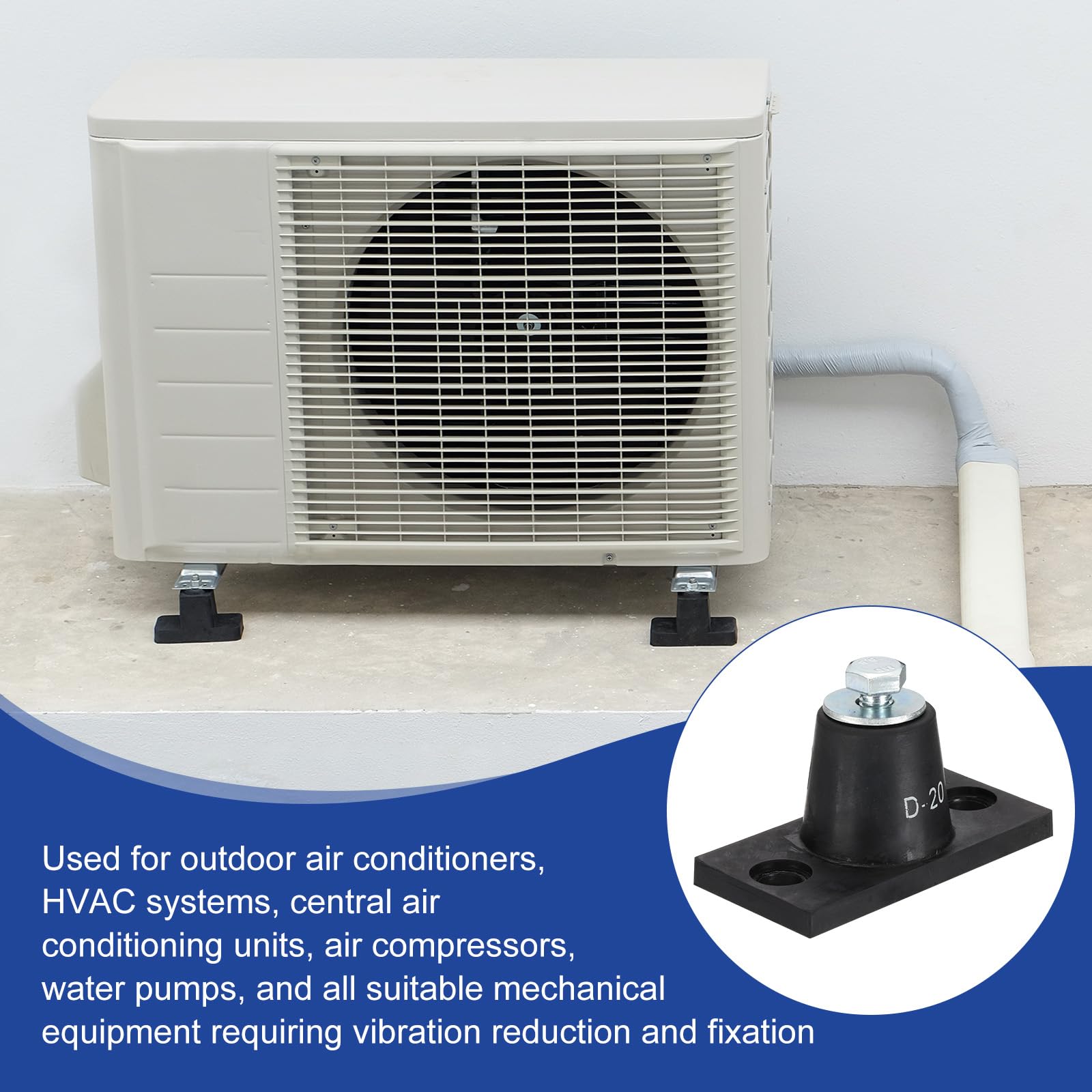 PATIKIL Gummivibrationsisolator Halterung 20kg / 44lb Traglast 4 Stück Maschinenschockdämpfer Für Mini Split HVAC Klimaanlage Kondensator (80x41x39mm)