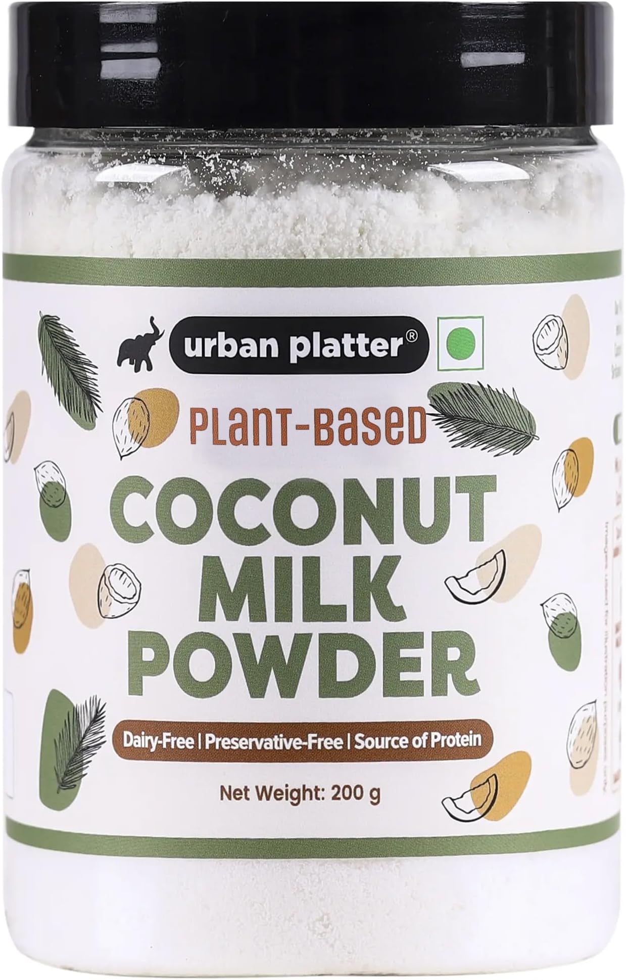 Coconut Milk Powder Jar, 200g (Plant-Based, Preservative-Free, Easy to use, Dairy-Free, Source of Protein, Add to Smoothies, curries, Baked Goods)