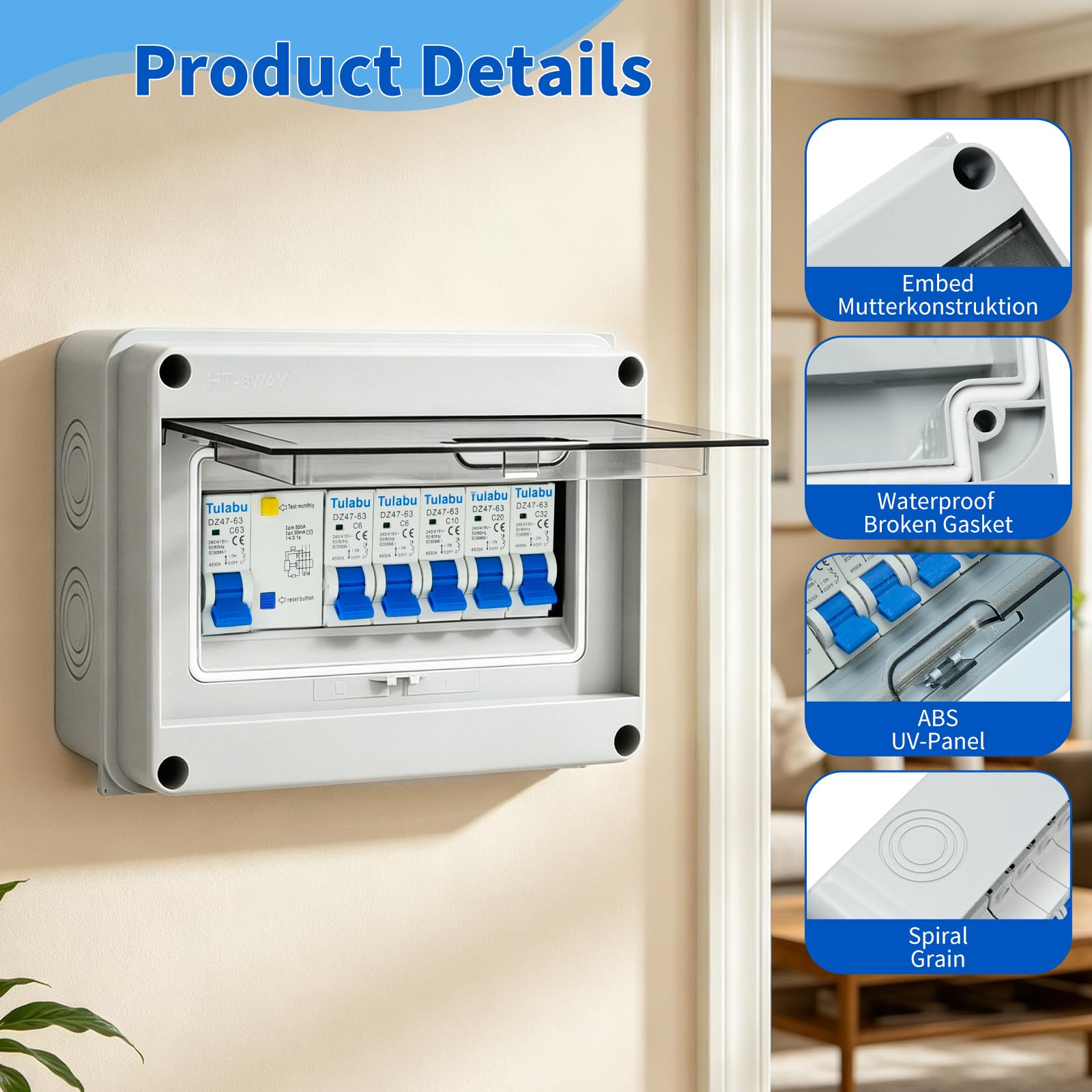 Cuadro Eléctrico IP65 de Superficie, 5 Módulos