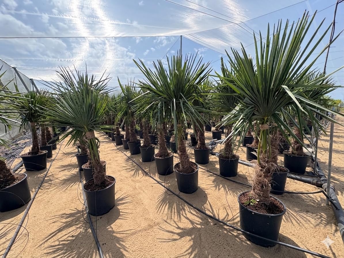 Palme Winterhart Für Außen Trachycarpus Fortunei 140cm - Palmen Winterhart Draußen - Palmen für draußen - Palme echt Ideale Balkonpflanzen - Hanfpalme
