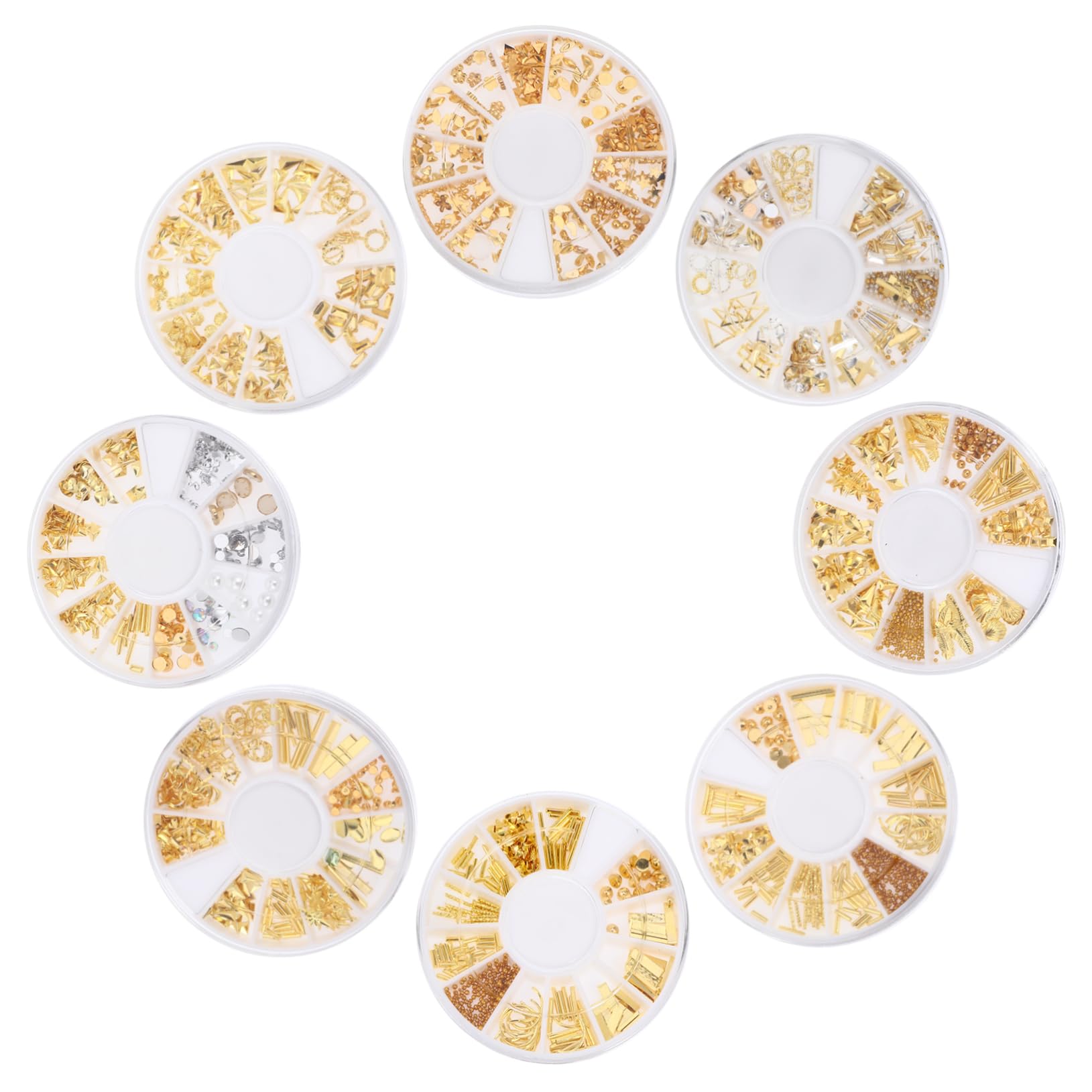 Healeved Scatole Decorazione Per Unghie in Lega Abbellimenti Applicati Adesivi Per Unghie Chiodo Abbellimenti Per Unghie Paillettes Scintillanti Per Unghie Disco Svuotare Plastica