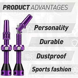 BWSHLF Tubeless Presta Valve Stem 40/44/55/60/65/80/100 mm, Super Light Alloy Presta Valve Stem Kit with Valve Core Remover Tool and Valve Stem Caps - Multiple Color and Size Options(Pair)