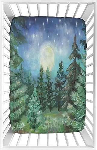 Sábana decorativa para cuna, sábana bajera de microfibra ajustable de paisaje natural para bebés y niños pequeños, sábanas universales para cuna, 28