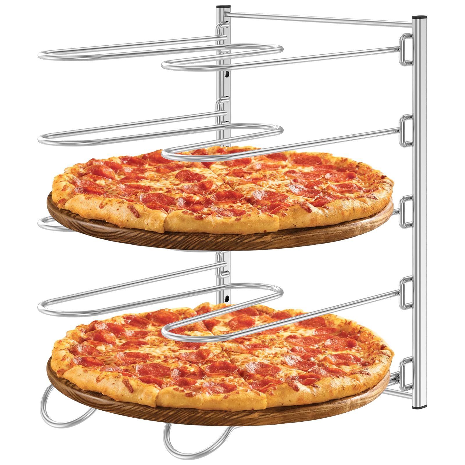 NZWBSHSSP Pizza Rack 5 Tier Stainless Steel Pizza Pan Rack Detachable Vertical Kitchen Organizer Rust Resistant Baking Tray Organizer