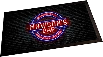 Personalised Bar Runner Mat - Neon circle home bar runner mat, home bar accessories