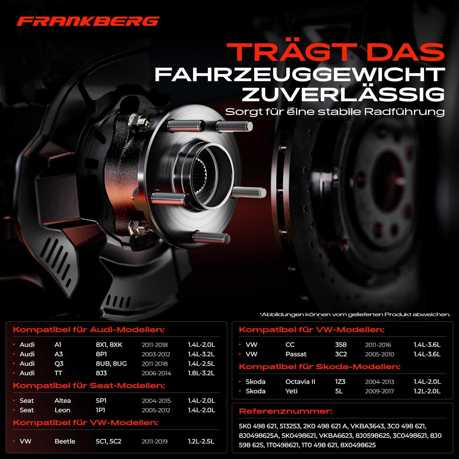 Kit Cuscinetto Ruota Anteriore Frankberg - Compatibile Con Audi A1, A3, Q3, VW Golf, Passat E Altri