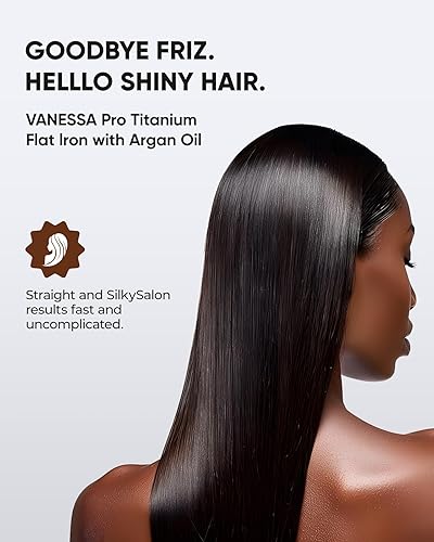 Miniatura 3 de VANESSA PRO Plancha plana para el cabello, plancha plana de titanio 100% puro para una pasada para lograr un aspecto elegante, se riza