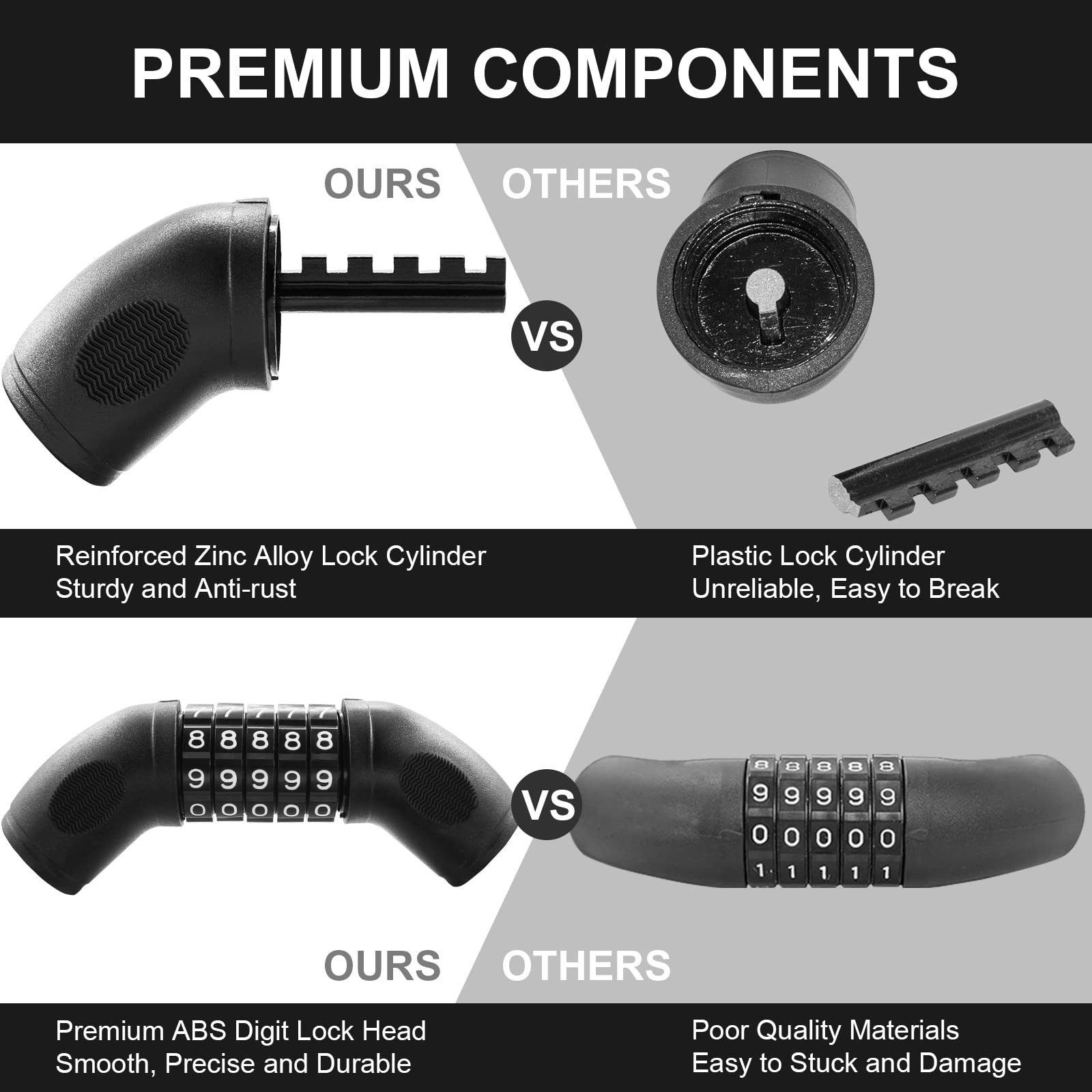 Lucchetto Bici A Catena Extra Resistente 8mm - 99cm Con Chiave, Impermeabile E Antifurto - Per Bici, Moto E Scooter