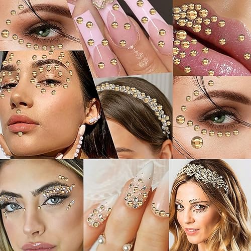 Miniatura 6 de 3090 calcomanías autoadhesivas de diamantes de imitación brillantes para la cara, joyas con purpurina corporal, suministros de manualidades para el