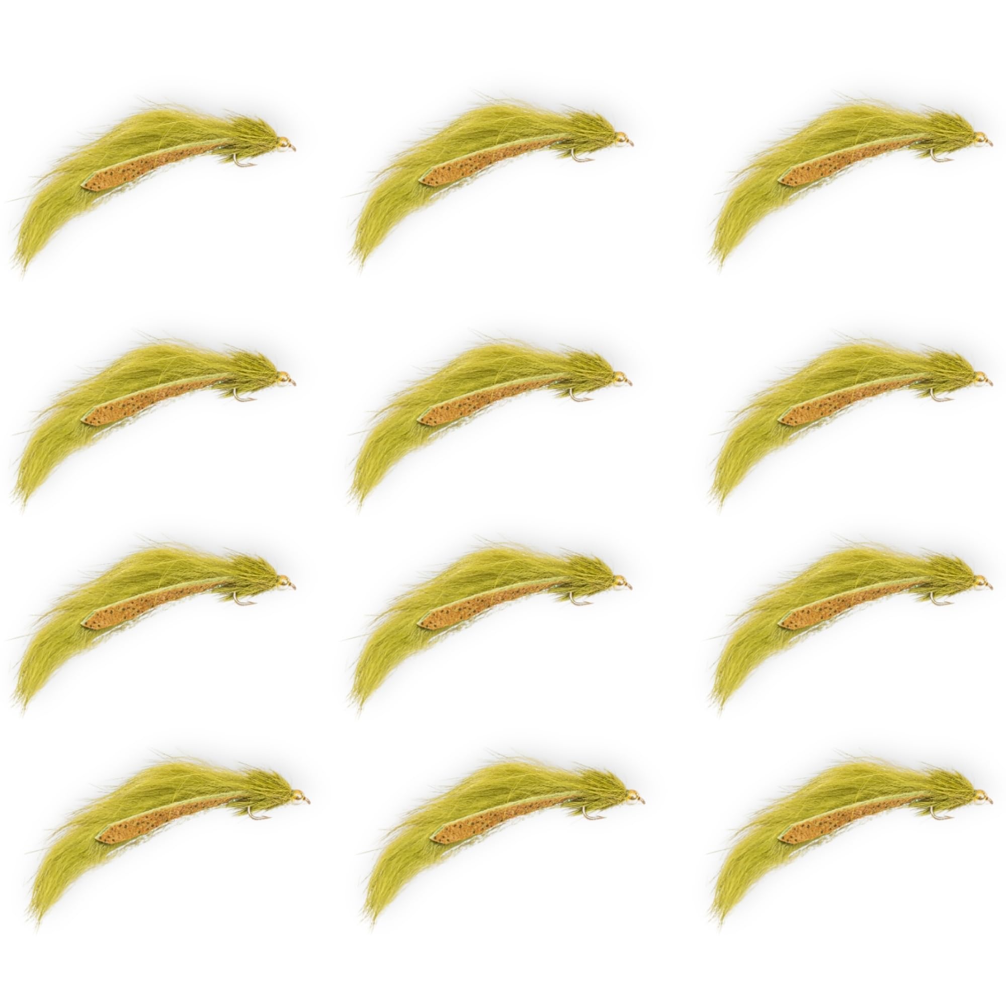 Pine Squirrel Leech Fly Fishing Flies 12 Pack with Cup | Hand Tied Streamer Wet Fly Nymph Lures for Trout Bass Salmon Steelhead Panfish | River Lake Stream | Sizes 8 10 12