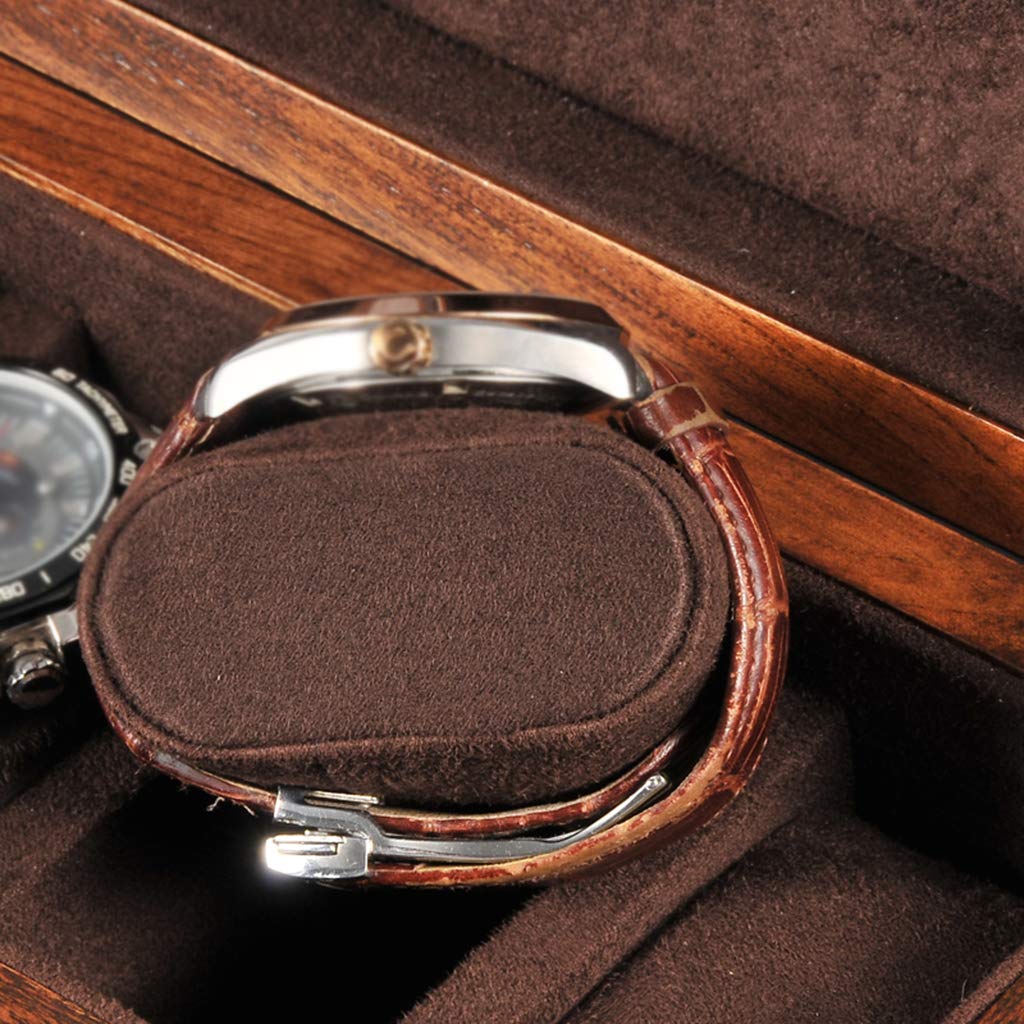 Scatola Porta Orologi da 12 raccoglitori per Gioielli in Legno Collezione di Orologi con Cuscini Removibili e Chiusura in Metallo (Marrone)