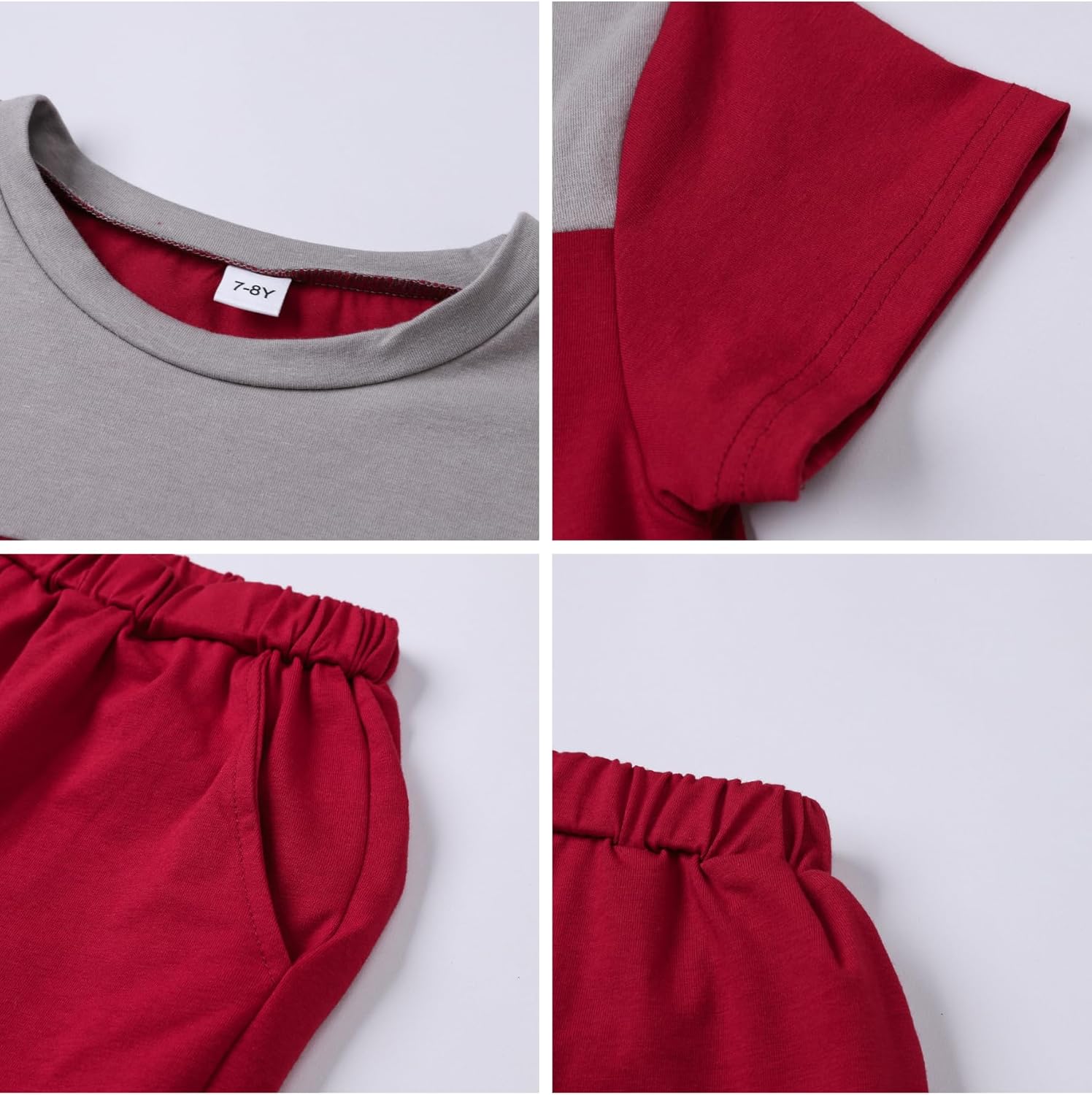 Boys 2 Piece Outfits Color Block T-Shirt and Solid Color Shorts Set Casual Summer Clothes Boys Clothing - Image 7