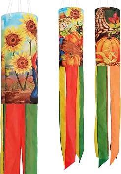 2 Pack Fall Windsocks Outdoor - Heavy Duty Thanksgiving Wind Socks,Experience The Breathtaking Beauty of Autumn
