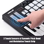 midi Keyboard Controller,HUIOP Orca mini25 Portable 25-Key USB MIDI Keyboard Controller with 16 RGB Backlit Trigger Pads 8 Assignable Control Knobs
