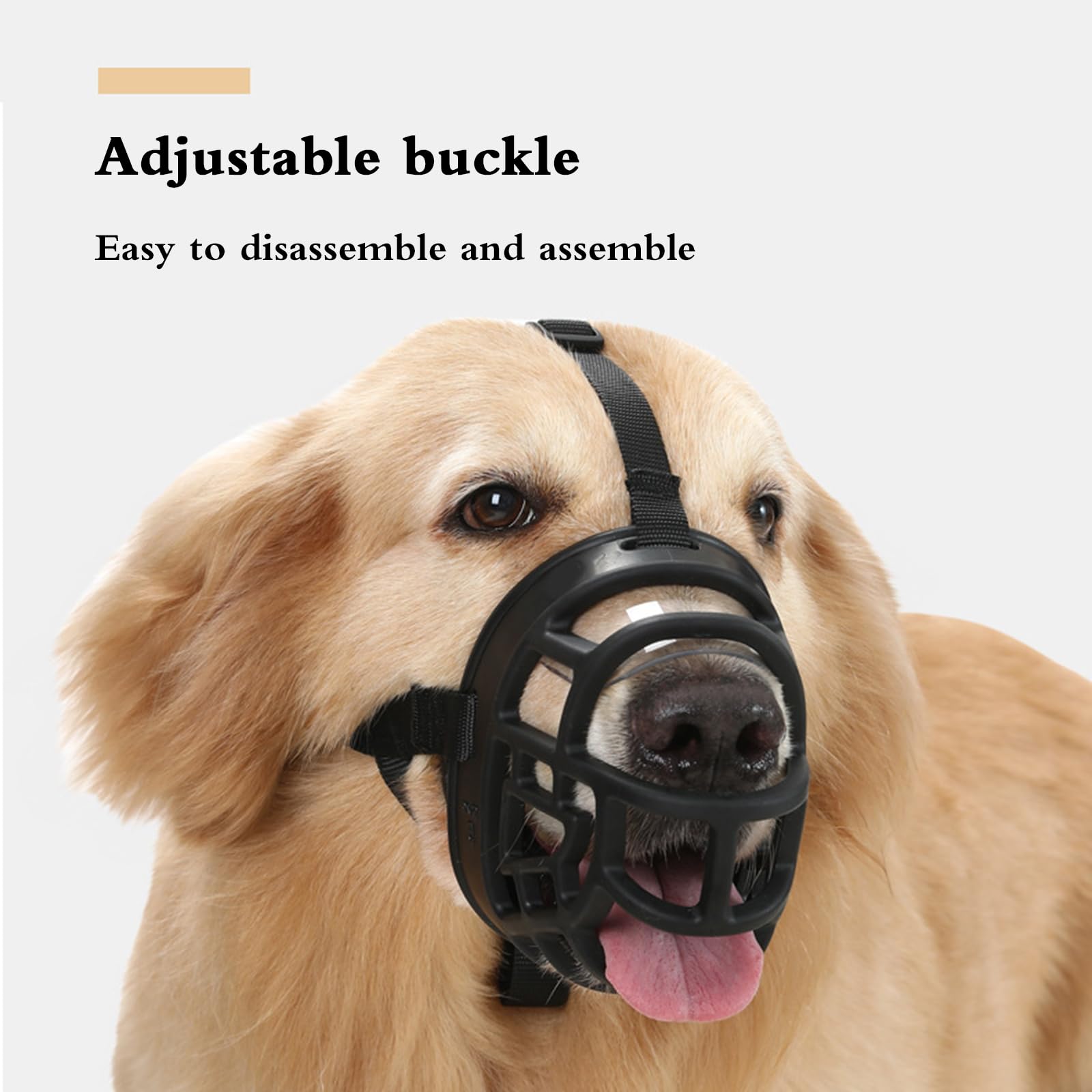 Bozal for Perros Grandes, bozal for Perros pequeños, Transpirable, Ajustable, Acolchado, Permite jadear y Beber, Resistente a la abrasión.,Bozal para Perro(No. 1)