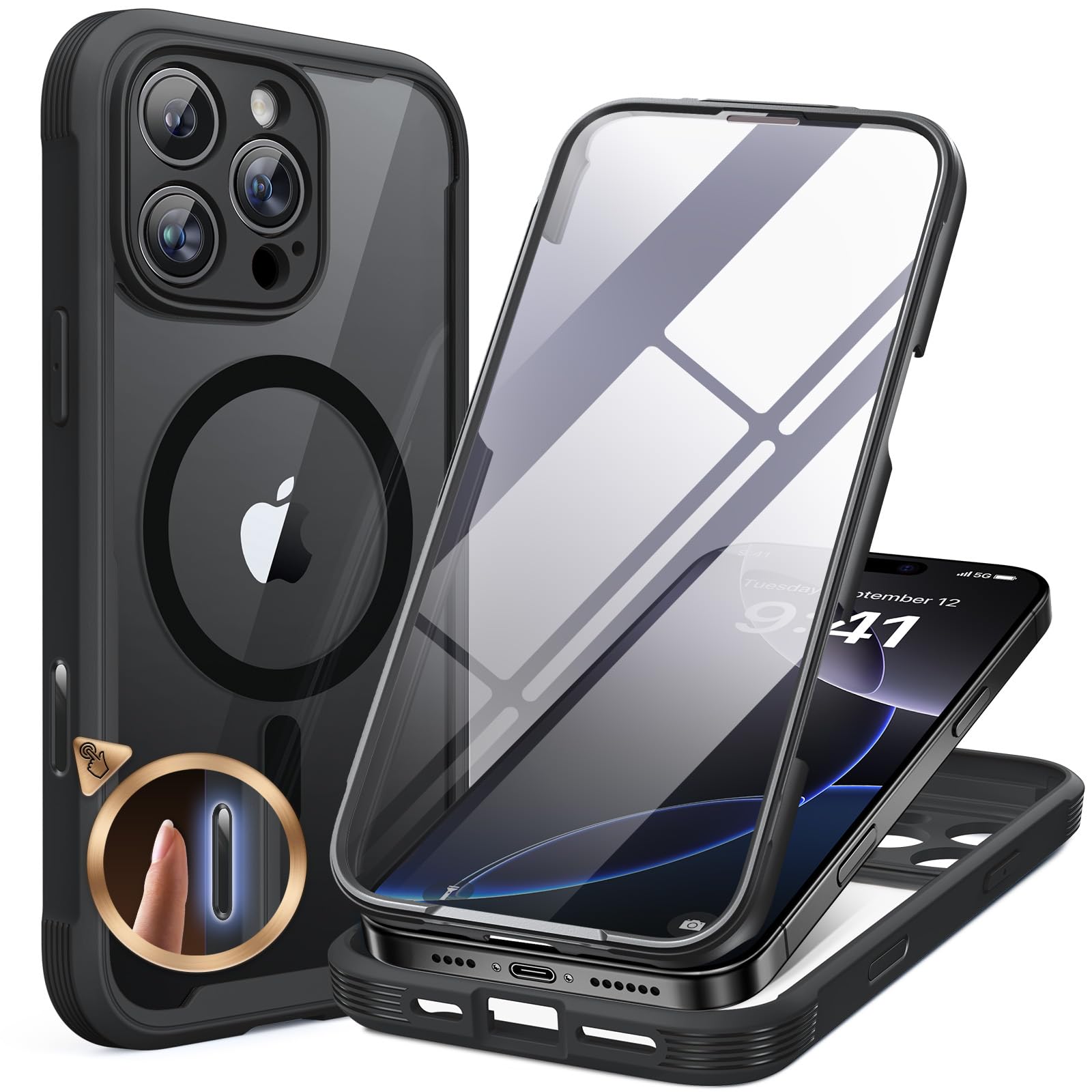 Miracase für iPhone 17e Hülle & iPhone 16e Hülle für MagSafe,[360° Ganzkörper-Stoßfest],integrierter Kratzfester Panzerglas-Schutz,Voll-Kameraschutz,langlebige, Handyhülle für iPhone 17e/16e,Minzgrün