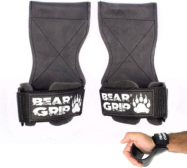BEAR GRIP Multi Grip Straps/Hooks, Premium Heavy duty weight lifting straps/gloves