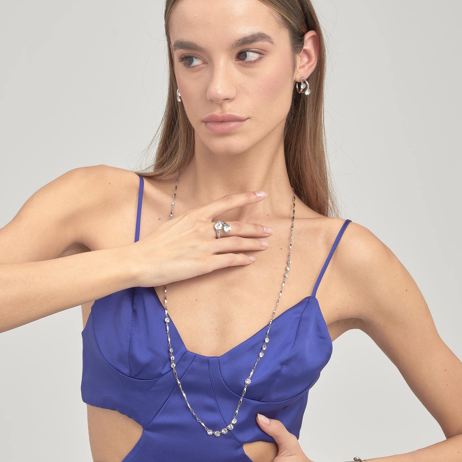 Brosway Collana Donna, Collana Lunga in Acciaio e Cristalli | Collezione Affinity - BFF154