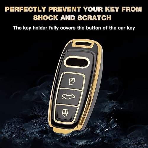 Miniatura 5 de Xotic Tech - Carcasa de TPU suave con 3 botones, protección completa, control remoto, con llavero compatible con Audi A3 S3 S6 RS6 S7 RS7 Q7 SQ7 A6